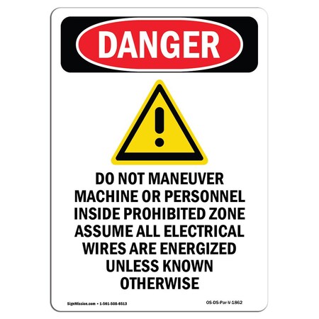 Signmission OSHA Danger Sign, Do Not Maneuver Machine, 5in X 3.5in Decal, 3.5" W, 5" H, Portrait OS-DS-D-35-V-1862